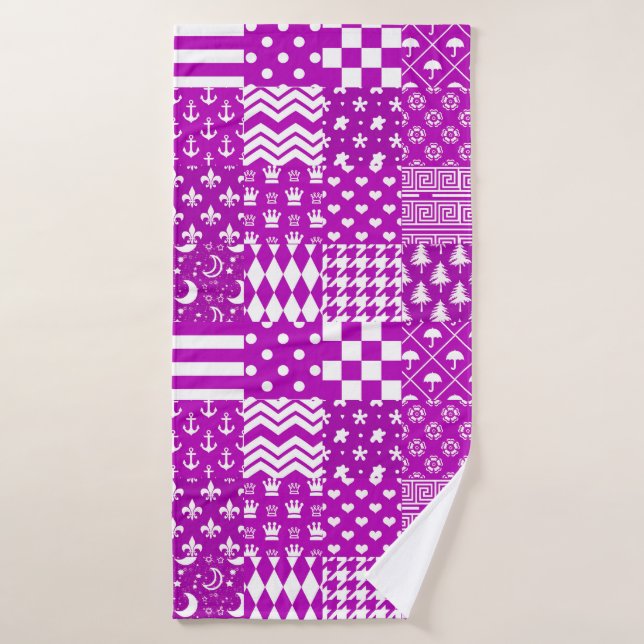 Conception de Patchwork Motifs mélangés violet bla (Serviette de bain)