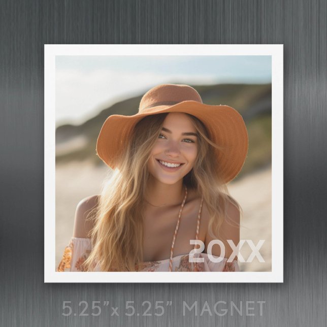 Conception de photo minimale tendance avec aimant  (Square Refrigerator Magnet Card)