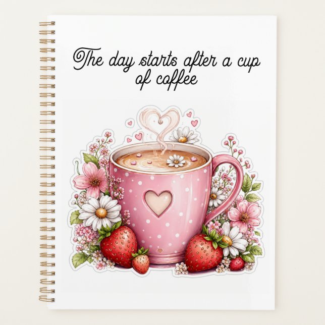 Conception de planner café fraise mignonne  (Devant)