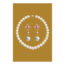 Conception de poster de bijoux vintage or et perle