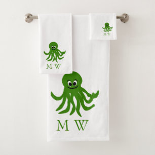 Conception de poulpe vert monogrammé