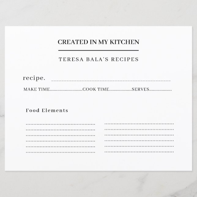 Conception de recette moderne de ma cuisine (Devant)