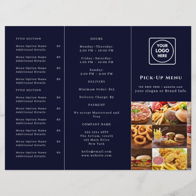 Conception de restaurant bleu marine | Marque de p (Devant)