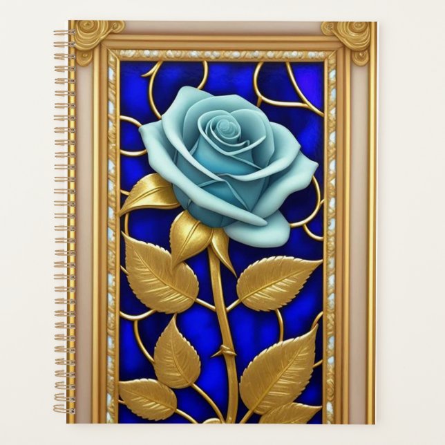 Conception de Rose Bleue en Verre Coloré (Devant)