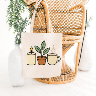 Conception de sac fourre-tout à bougie, plante et