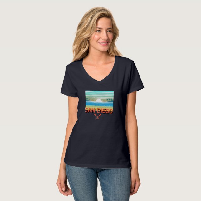 Conception de San Diego - T-Shirt à col V pour fem (Devant entier)