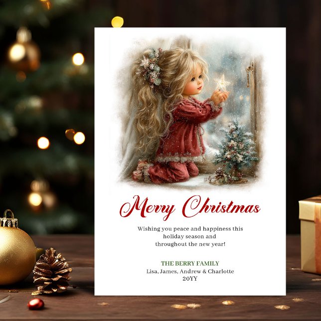 Conception de scène de vacances pour carte de vœux (Holiday Card Cute Little Girl Holiday Scene Design)