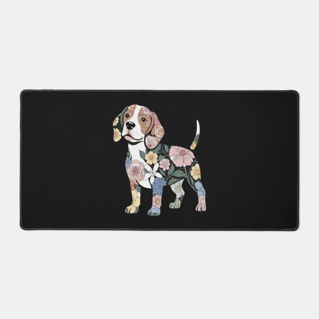 Conception de silhouette de Beagle fleuri (Recto)