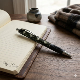 Conception de stylo Emmy à motif floral vert et bl