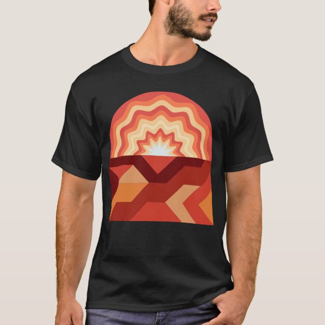 Conception de t-shirt à motif de vague de coucher  (Devant)