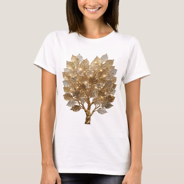 Conception de T-shirt Arbre de Vie Doré Argenté Sp (Devant)
