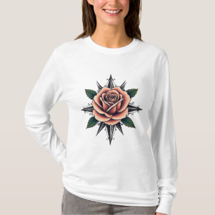 Conception de T-Shirt Boussole Rose de Style Tatou