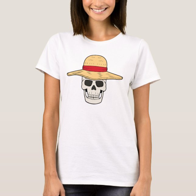 Conception de T-shirt crâne CHAPEAU DE PAILLE pour (Devant)