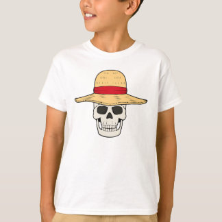 Conception de T-shirt crâne chapeau de paille pour