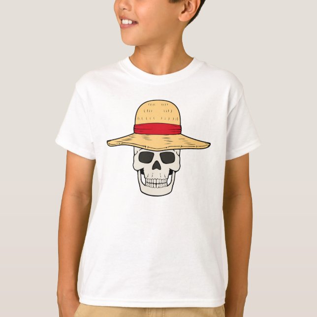 Conception de T-shirt crâne chapeau de paille pour (Devant)