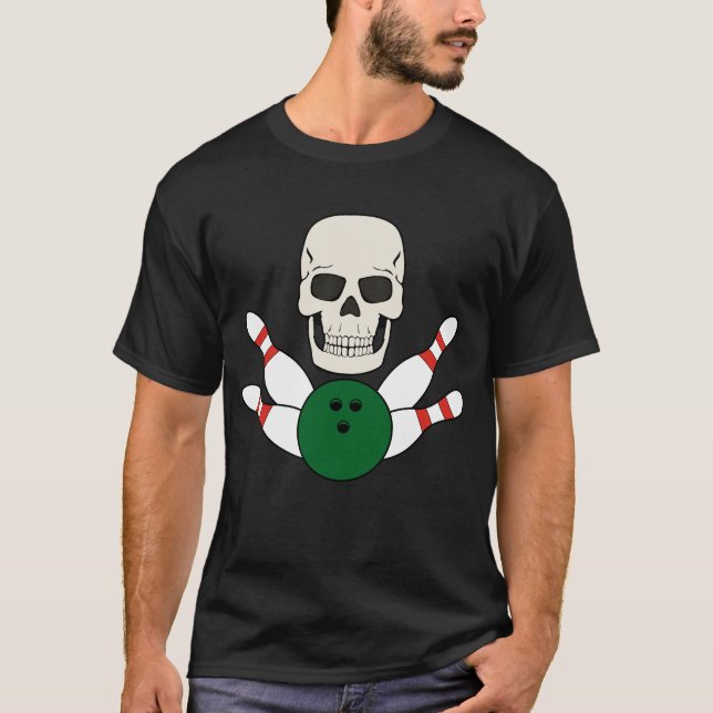 Conception de T-shirt crâne de bowling pour hommes (Devant)