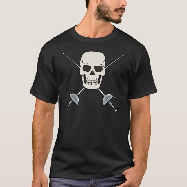 Conception de T-shirt de crâne d'escrime pour homm (Devant)