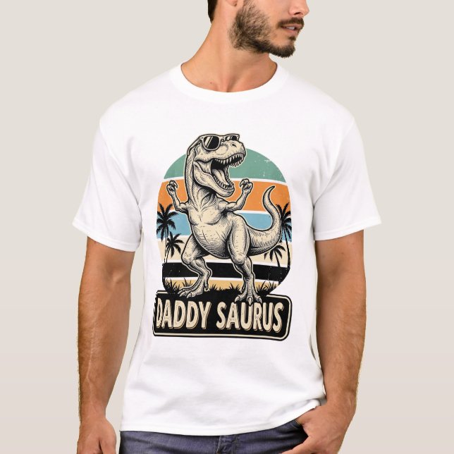 Conception de t-shirt de dinosaure rétro Papa Saur (Devant)