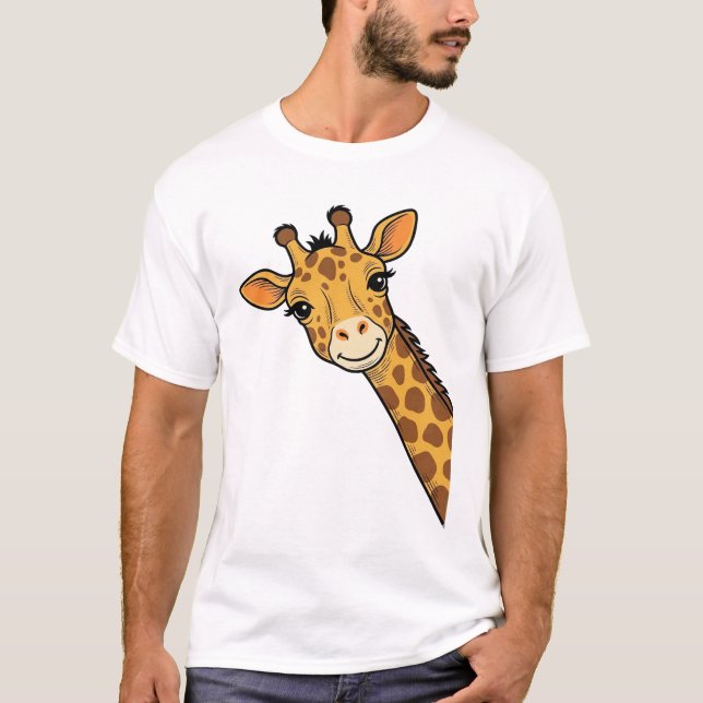 Conception de T-shirt de girafe qui regarde gravur (Devant)