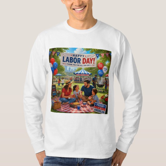 conception de T-shirt de journée du travail heureu (Devant)