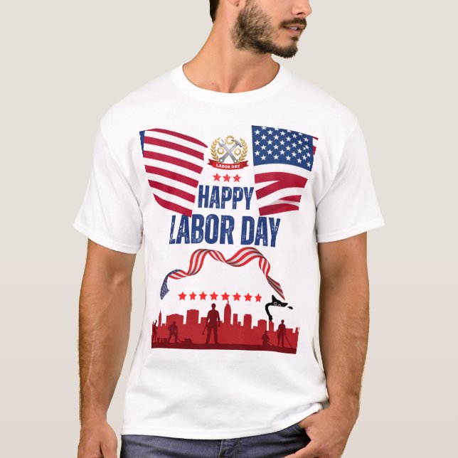conception de t-shirt de journée du travail heureu (Devant)