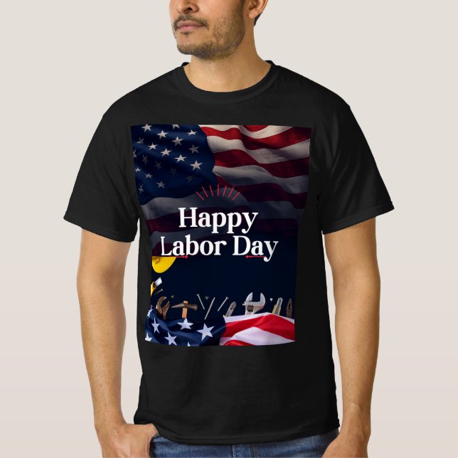 conception de t-shirt de journée du travail heureu (Devant)