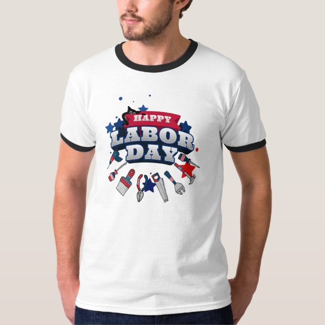 conception de T-shirt de journée du travail heureu (Devant)