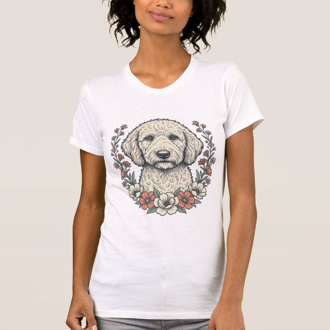 Conception de T-Shirt de Portrait de Chien Bouclé  (Devant)