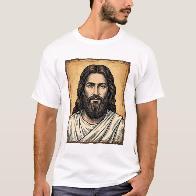 Conception de T-shirt de portrait religieux gravé  (Devant)