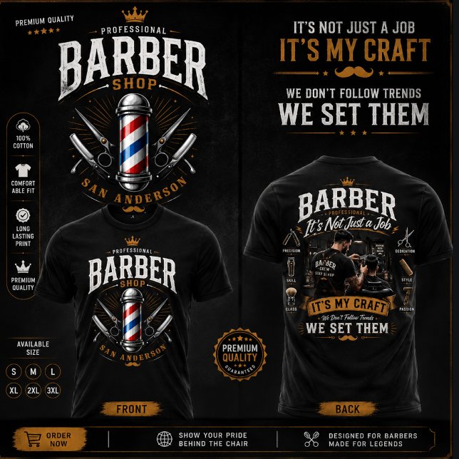 Conception de T-Shirt de Salon de Coiffure Profess (Créateur téléchargé)