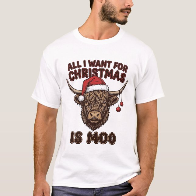 Conception de T-shirt de vache Highland drôle de N (Devant)