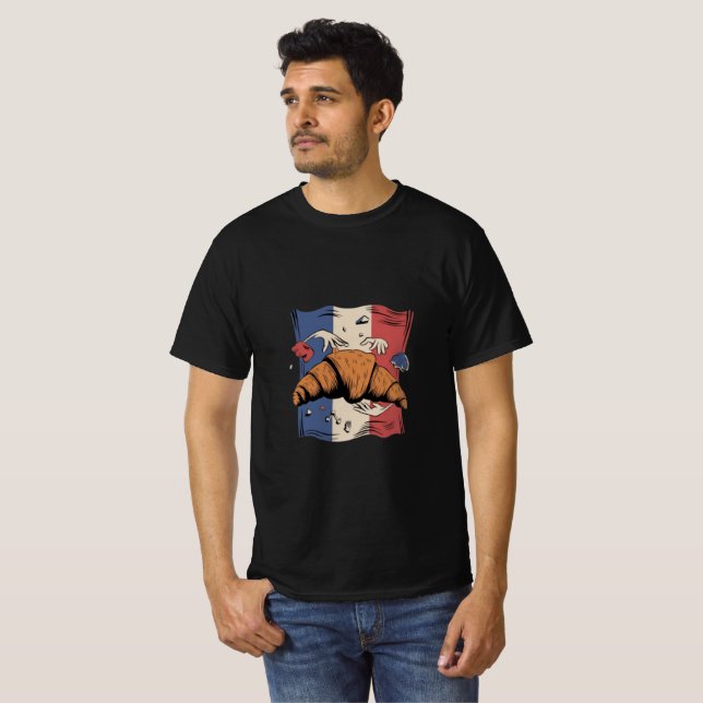 Conception de t-shirt drôle avec croissant et main (Devant entier)