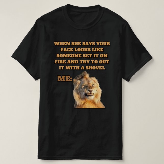 Conception de T-shirt drôle de mème de lion (Design devant)