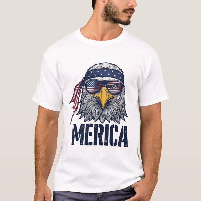 Conception de T-shirt Eagle Merica Patriotique Vin (Devant)