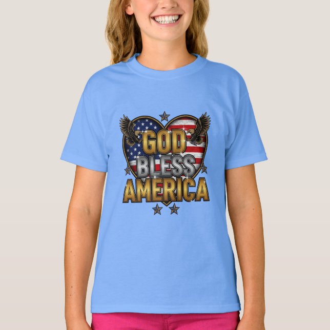 Conception de T-shirt esprit américain bénie avec  (Devant)
