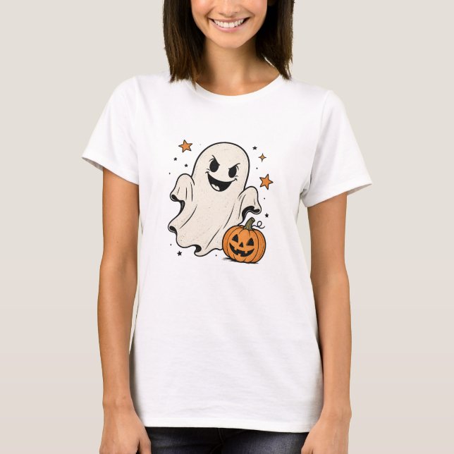 Conception de T-shirt Halloween de fantôme effraya (Devant)