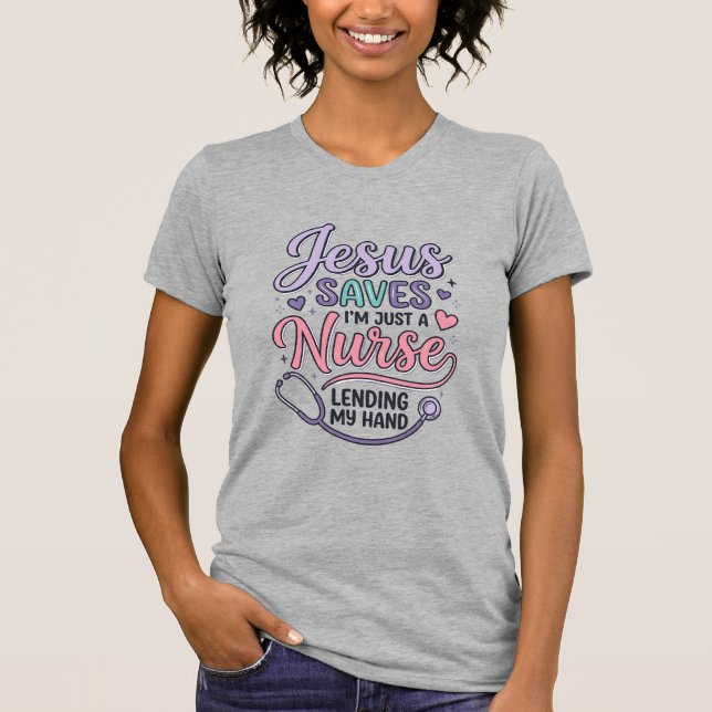 Conception de t-shirt Jésus Sauve l'infirmière Foi (Devant)