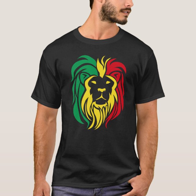 Conception de T-shirt LION RASTAFARIEN pour hommes (Devant)