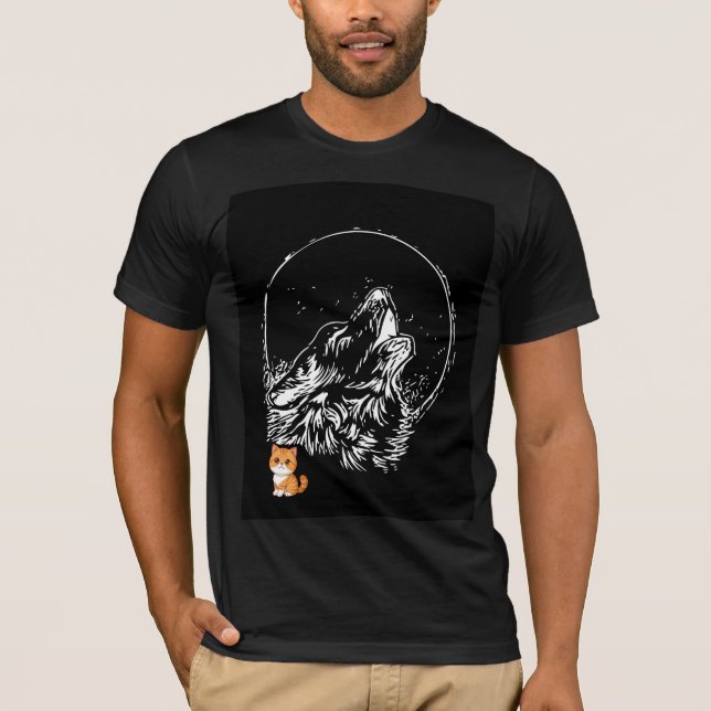 Conception de t-shirt lune noire et loup  (Devant)