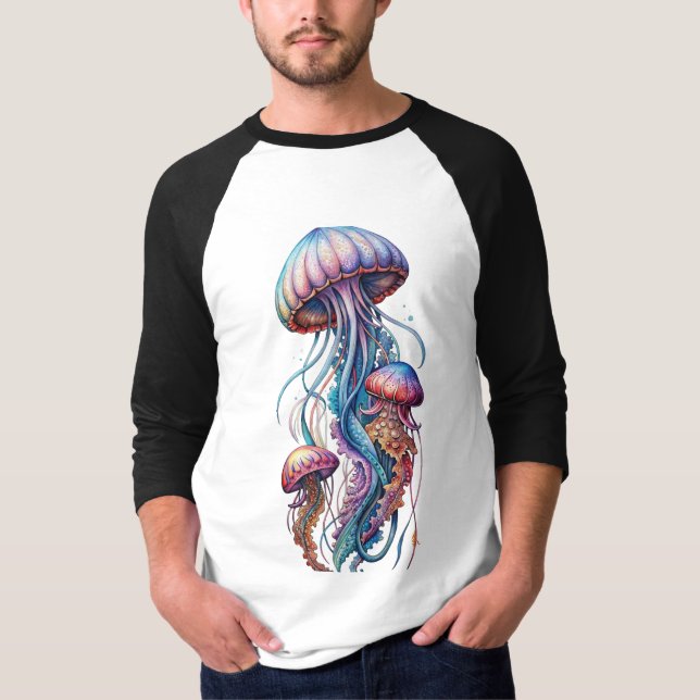 Conception de T-Shirt Méduse Colorée (Devant)