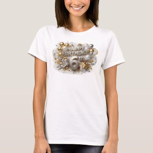 Conception de t-shirt Orange HAPPY BIRTHDAY 6TH pr (Devant)
