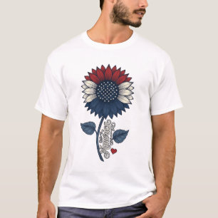 Conception de T-shirt patriotique Tournesol Vintag
