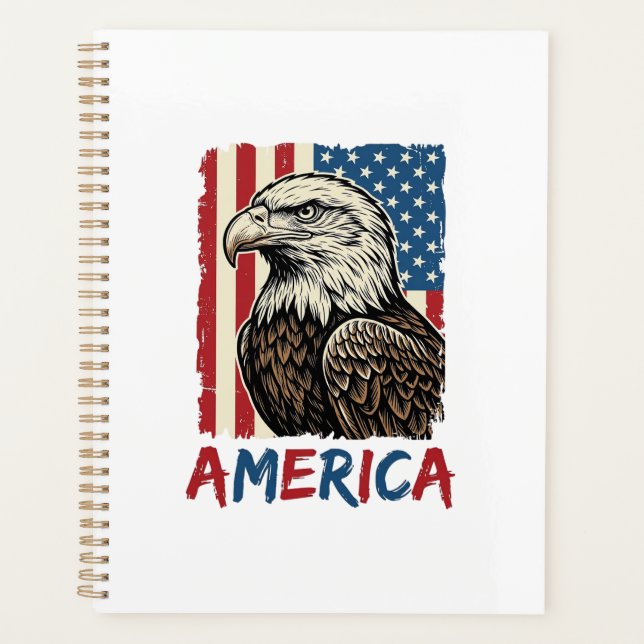 Conception de T-shirt patriotique Vintage Eagle Am (Devant)