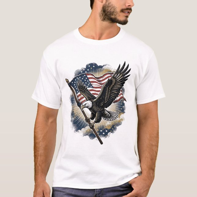 Conception de T-shirt patriotique Vintage Eagle Fl (Devant)