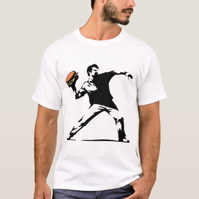 Conception de t-shirt pochoir lanceur de burger (Devant)