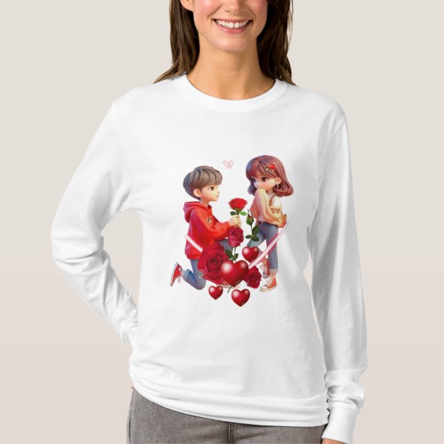 Conception de T-Shirt Romantique de Couple de Dess (Devant)