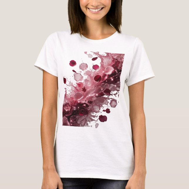 Conception de T-shirt ROSE PÉTALES D'ARGENT ÉPINGL (Devant)