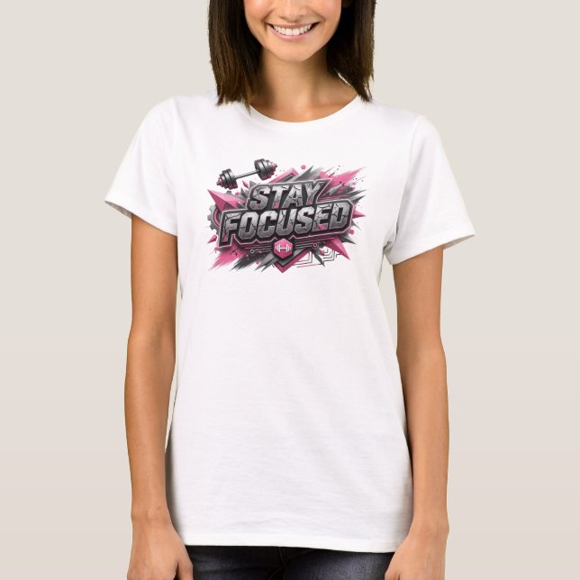 Conception de T-shirt STAY FOCUSED de couleur ludi (Devant)