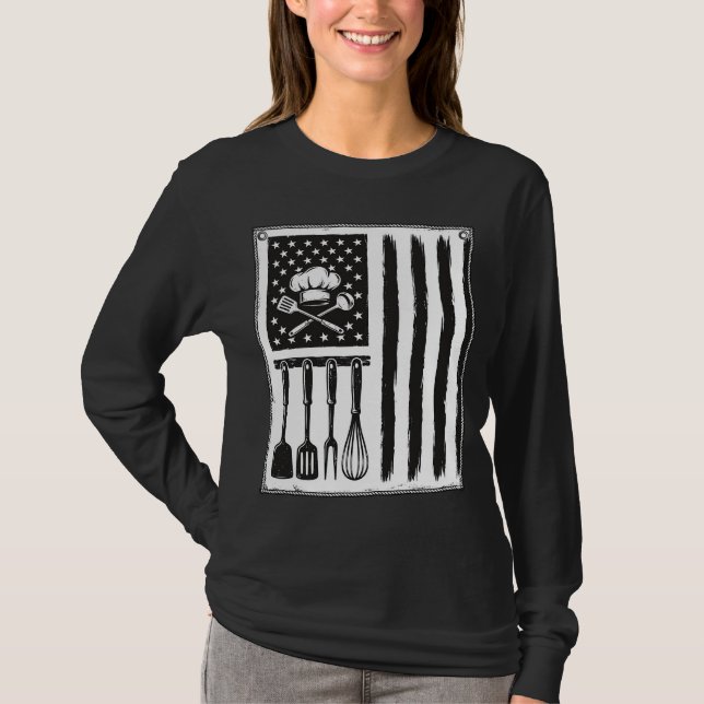 Conception de T-shirt Ustensiles de Cuisine Drapea (Devant)