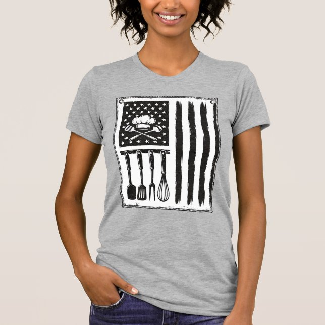Conception de T-shirt Ustensiles de Cuisine Drapea (Devant)
